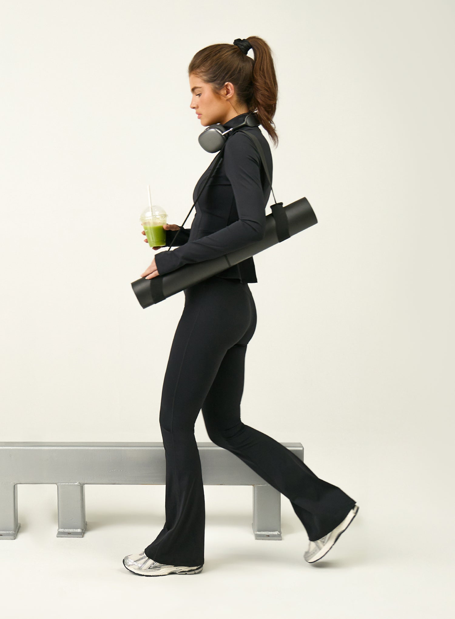 Black High Waisted Flared Yoga Pants